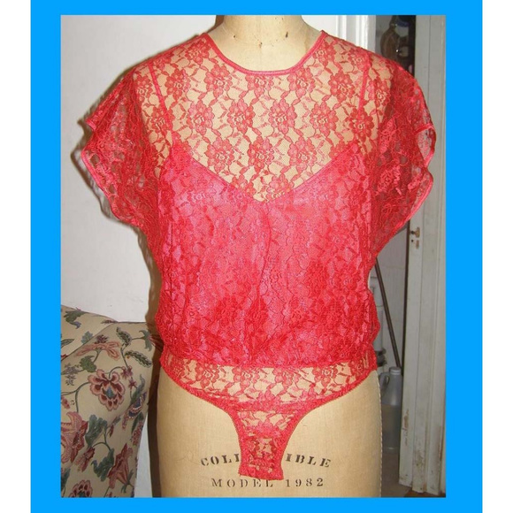 New Colesce Collection red lace teddy/body/blouse - Picture 1 of 6